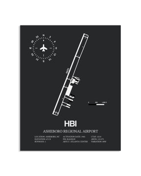 Gray Framed Asheboro Regional Airport layout wall art poster