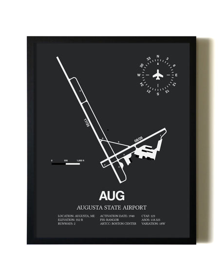 Unframed Augusta State Airport map print poster