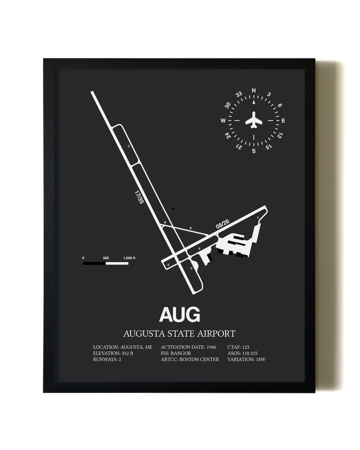 Unframed Augusta State Airport map print poster