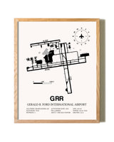 Gerald R. Ford International Airport framed print in natural wood frame