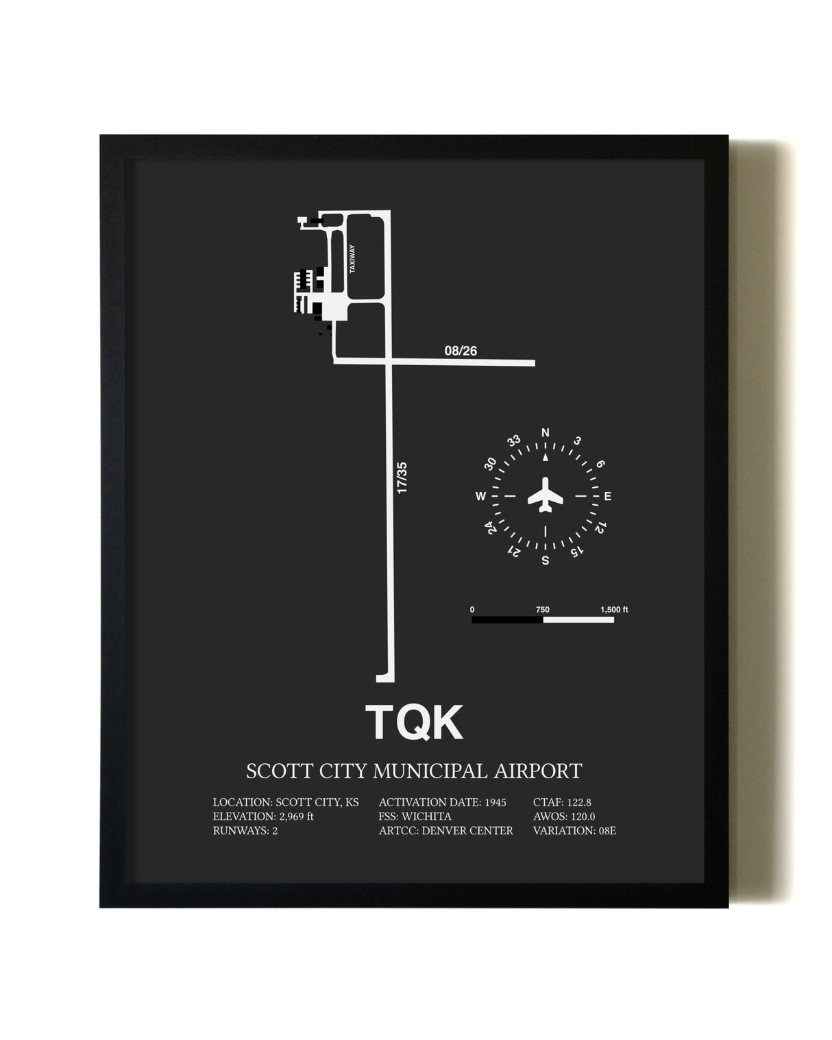 Unframed Scott City Municipal Airport map print poster