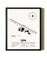Framed Thomaston-Upson County Airport wall art poster in black frame