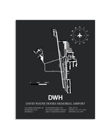 Gray Framed David Wayne Hooks Memorial Airport layout wall art poster