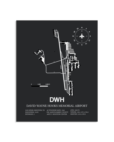 Gray Framed David Wayne Hooks Memorial Airport layout wall art poster