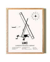 Lawrence Regional Airport framed print in natural wood frame
