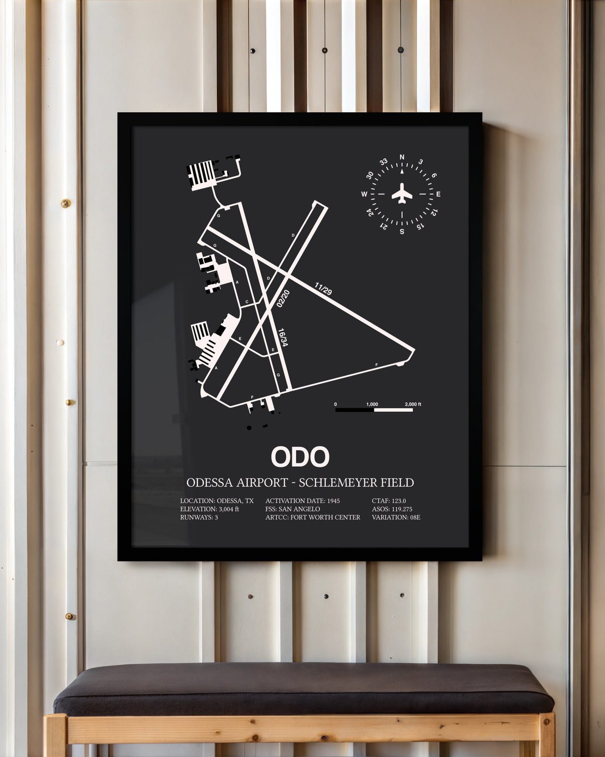 Frame color options for Odessa Airport-Schlemeyer Field Wall Art