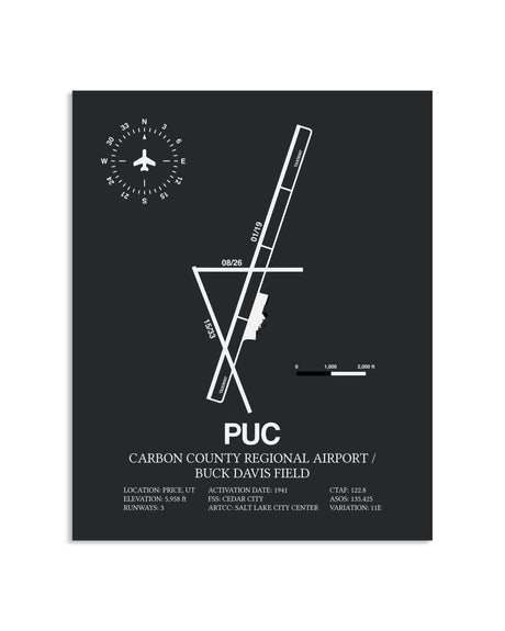 Gray Framed Carbon County Regional Airport / Buck Davis Field layout wall art poster