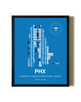 Sky Blue Phoenix Sky Harbor International Airport aviation wall décor in black wood frame