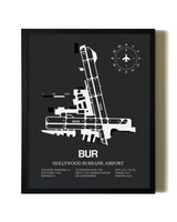 Unframed Hollywood Burbank Airport map print poster
