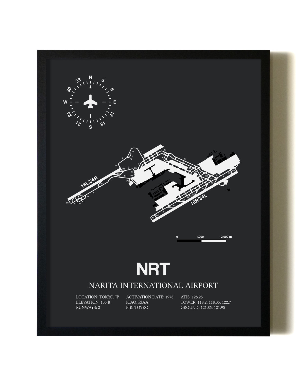 Unframed Narita International Airport map print poster