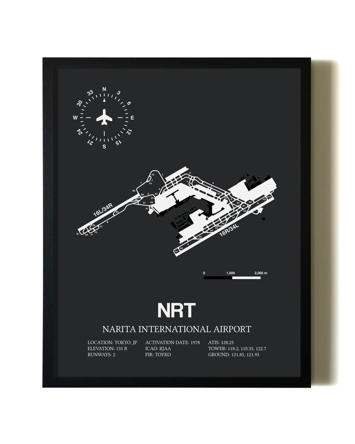 Unframed Narita International Airport map print poster