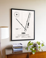 W H 'Bud' Barron Airport aviation wall décor in black wood frame