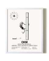 Okmulgee Regional Airport / Paul And Betty Abbott Field airport map poster in oak frame