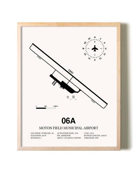 Moton Field Municipal Airport framed wall art in white frame