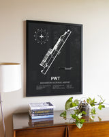 Gray Framed Bremerton National Airport wall art poster in black frame