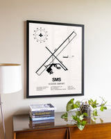 Sumter Airport aviation wall décor in black wood frame