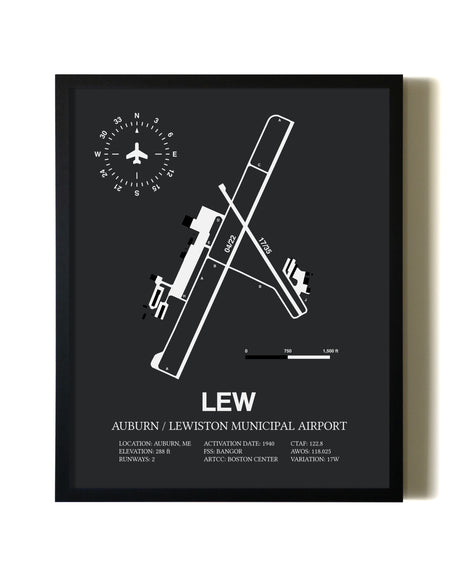 Unframed Auburn / Lewiston Municipal Airport map print poster