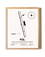 Trent Lott International Airport framed print in natural wood frame