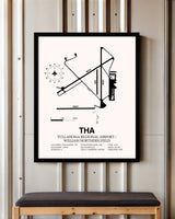 Tullahoma Regional Airport / William Northern Field framed poster displayed in an airplane hangar