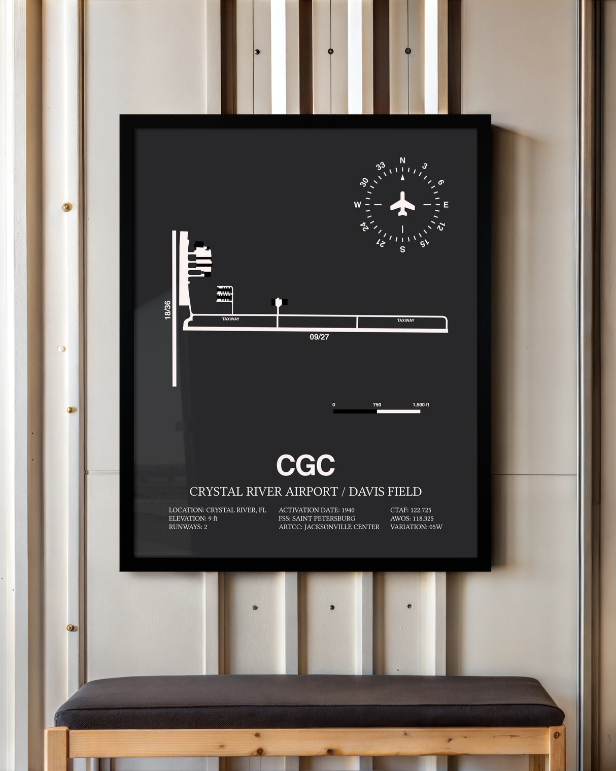 Frame color options for Crystal River Airport / Davis Field Wall Art