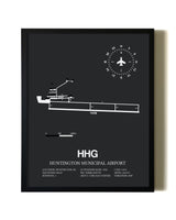 Unframed Huntington Municipal Airport map print poster