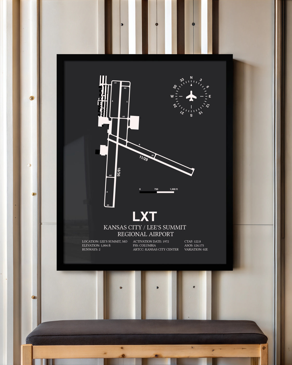 Frame color options for Kansas City / Lee's Summit Regional Airport Wall Art
