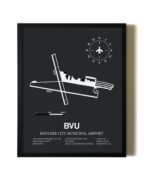Unframed Boulder City Municipal Airport map print poster