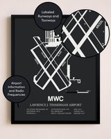 Lawrence J. Timmerman Airport poster size comparison chart