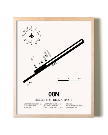 Keller Brothers Airport framed wall art in white frame