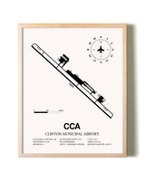 Clinton Municipal Airport framed wall art in white frame