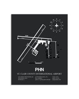 Gray Framed St. Clair County International Airport layout wall art poster