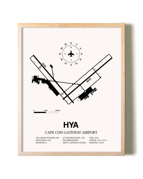 Cape Cod Gateway Airport framed wall art in white frame