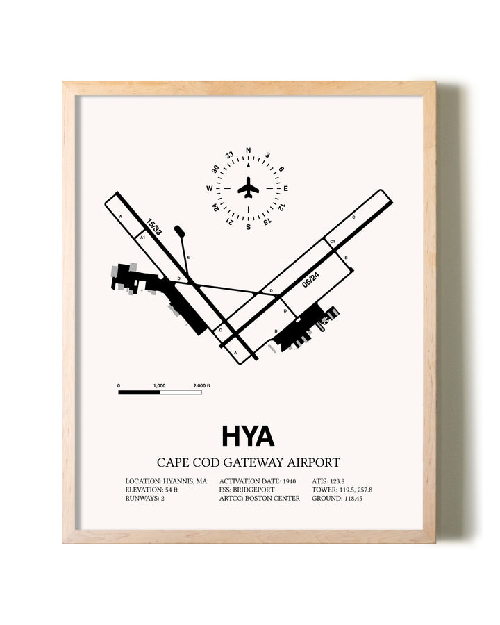 Cape Cod Gateway Airport framed wall art in white frame
