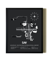 Unframed Savannah / Hilton Head International Airport map print poster