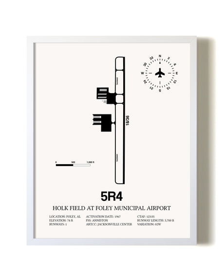 Holk Field at Foley Municipal Airport airport map poster in oak frame