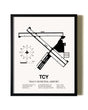 Framed Tracy Municipal Airport wall art poster in black frame