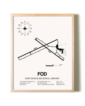 Fort Dodge Regional Airport framed wall art in white frame