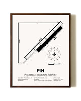 Pocatello Regional Airport aviation print in walnut frame