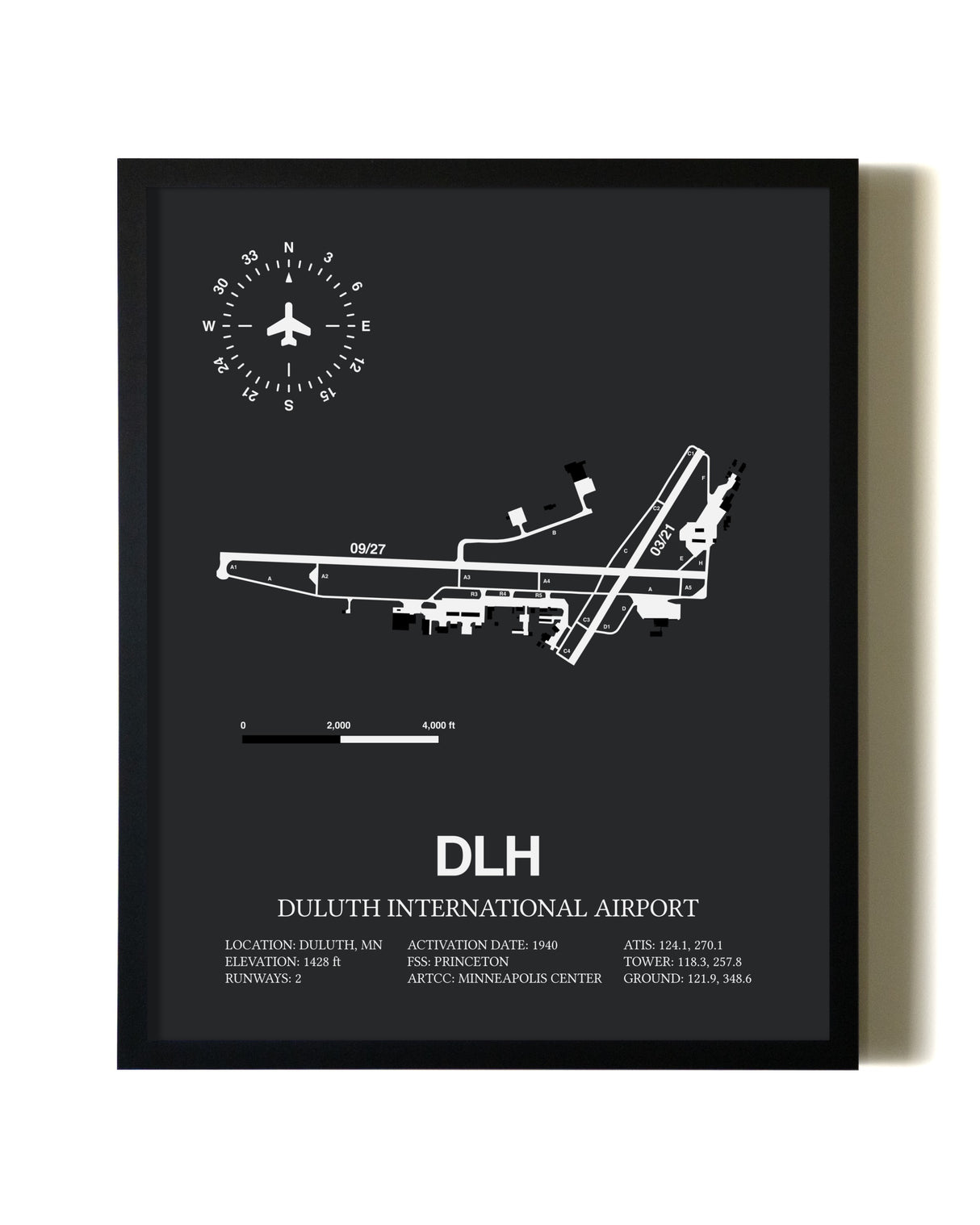 Unframed Duluth International Airport map print poster