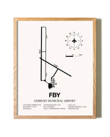 Fairbury Municipal Airport framed print in natural wood frame