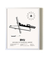 Boulder City Municipal Airport airport map poster in oak frame