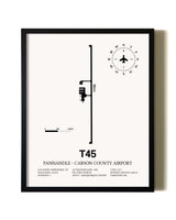 Framed Panhandle-Carson County Airport wall art poster in black frame