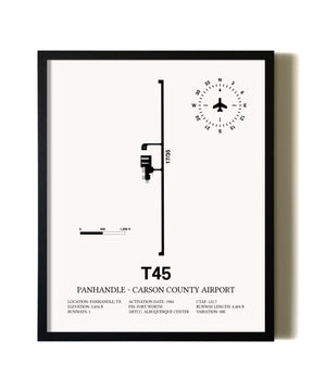 Framed Panhandle-Carson County Airport wall art poster in black frame
