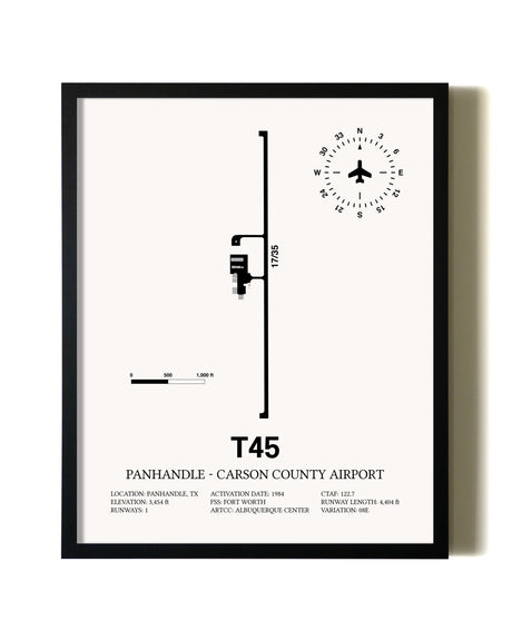 Framed Panhandle-Carson County Airport wall art poster in black frame
