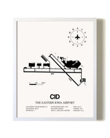 The Eastern Iowa Airport airport map poster in oak frame