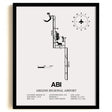 Framed Detailed Airport Map of Abilene Regional Airport (ABI) in White with a Black Frame