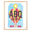 Framed Watercolor Print of Albuquerque International Sunport Airport (ABQ) with an Oak Frame