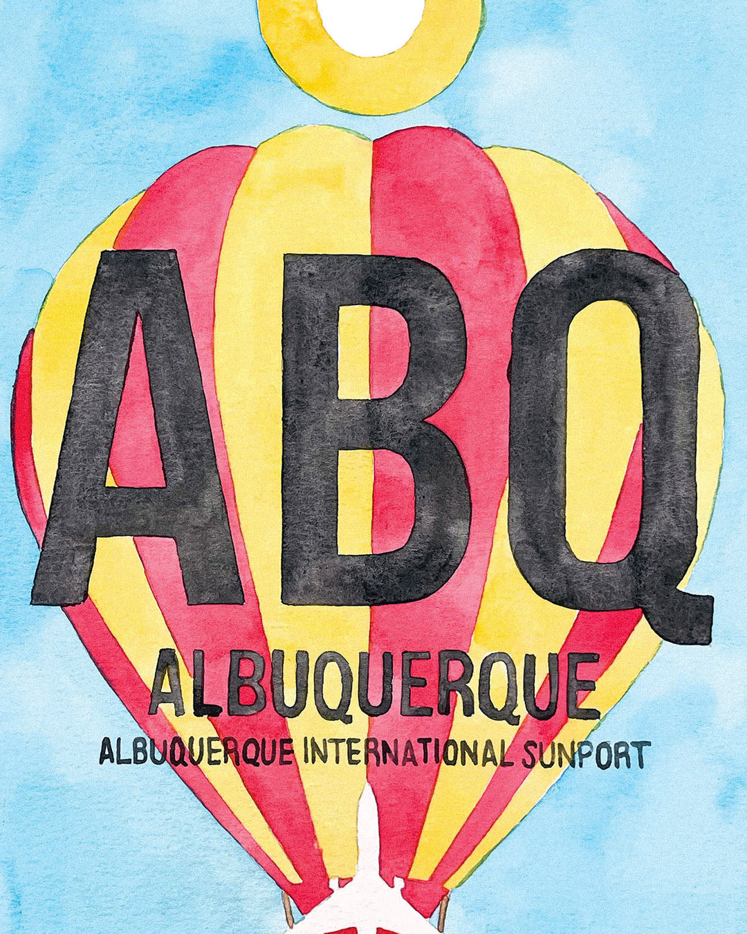 Closeup Watercolor Print of Albuquerque International Sunport Airport (ABQ)