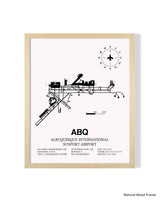 Detailed Airport Map of Albuquerque International Sunport (ABQ) in White with a Natural Frame