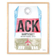 Framed Watercolor Print of Nantucket Memorial Airport (ACK) with an Oak Frame